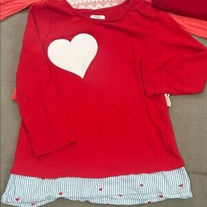 crown & ivy Red Long Sleeve Tee with White Heart
